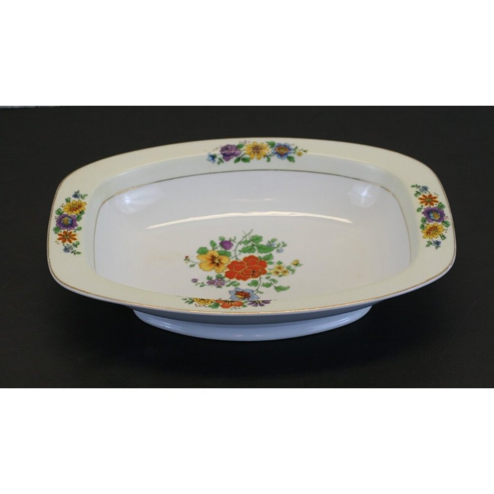 Antique TK Thuny Czechoslovakia 10.25" Floral Porcelain Side Serving Bowl Oval